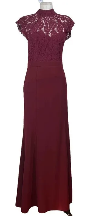 Lulus Crazy About You Burgundy Backless Lace‎ Maxi Dress Size Medium thumbnail 1