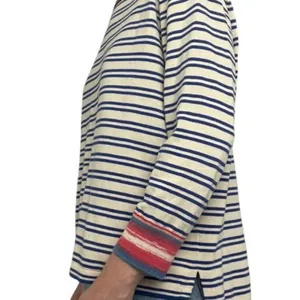 CAbi Blue‎ and White Striped Knit Soft Long Sleeve Blouse size M thumbnail 5