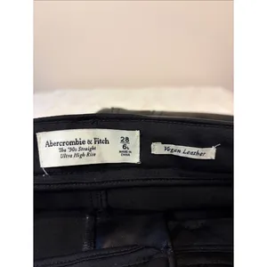 Abercrombie & Fitch Vegan Leather The 90s Straight Ultra High Rise Pants SZ 28 L thumbnail 4