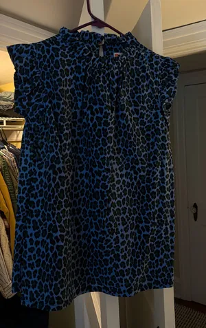 Cheetah Blouse Blue Size L thumbnail 1