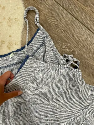 Aerie Blue Striped Ruffle Tank Top thumbnail 5