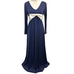 VTG‎ 70s Blue Bucolic Maxi Dress Bow Accent Boho Hippie Victorian Edwardian XS thumbnail 3
