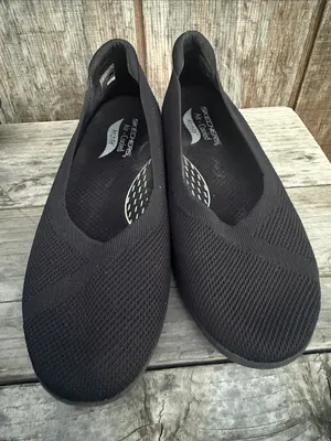 Skechers Women's Arch Fit Cleo Black Sport Slip-On Skimmer Flats Lightweight 9.5 thumbnail 1
