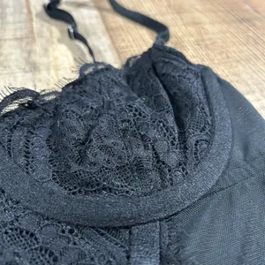 Gilly Hicks Black Lace Mesh Corset Top Small Underwire Bustier Goth Whimsigoth thumbnail 3