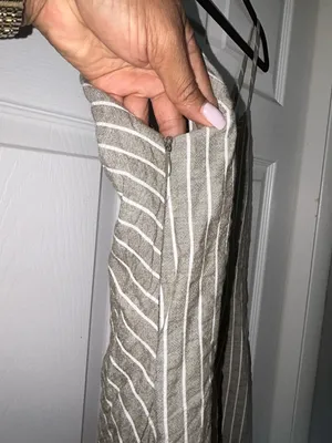 Zara Olive Green & White Striped Spaghetti Strap Midi Dress thumbnail 3