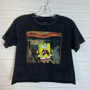 Nickelodeon SpongeBob SquarePants black crop top shirt size XS thumbnail 1