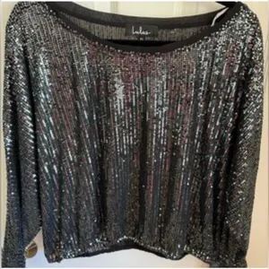 Lulu's Black Sheer Sequin Blouse | Women’s Size Medium thumbnail 9