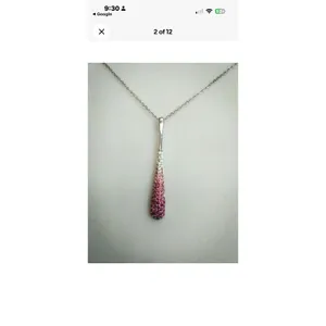 NVC Stamped Silver Tone Pendant Necklace Multi Color Rhinestone Pendant thumbnail 4