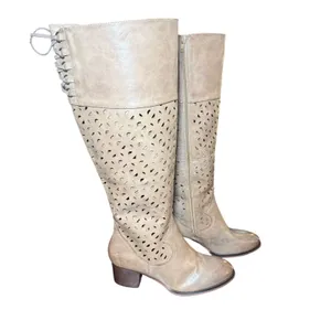 Boutique by Corkys Gabbie Taupe Perforated‎ Lace Up Back Tall Boots Womens 11 thumbnail 4