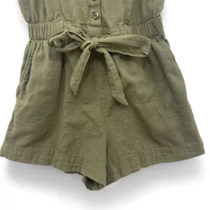 Aerie Olive Cotton Smocked Romper XS Pockets Cami thumbnail 7