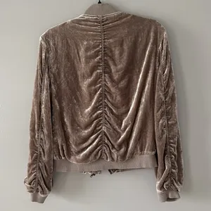 Free People Women's Crushed Velvet Bomber Jacket Boho Holiday Date Night thumbnail 7