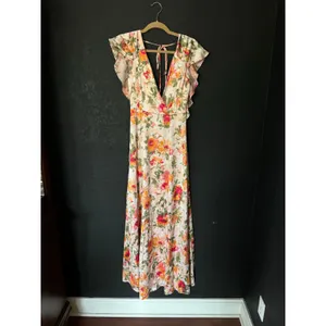 HUTCH Ella Pink Floral V-Neck Ruffle Maxi Dress Size 0 thumbnail 2