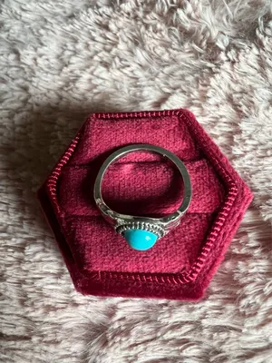 Gorgeous Stainless Steel Silver Faux Turquoise Ring Size 6 thumbnail 2