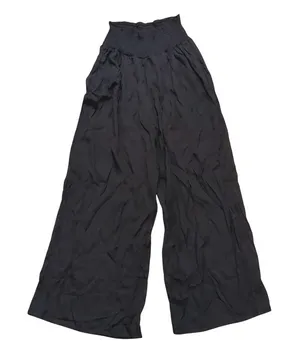 🆕 Women's Plus 2xl Black Beach Pants Wide Leg Smocked Waist Semi sheer thumbnail 1