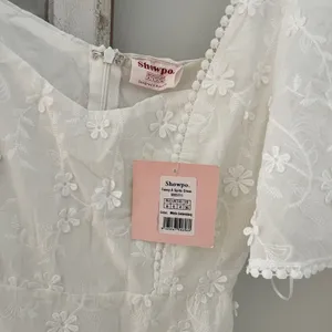 NWT Showpo White Embroidered Mini Dress Size 4 Fancy a Spritz‎ with Square Neck thumbnail 9