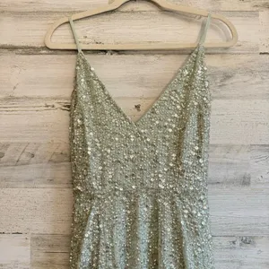 NWT ASOS Embellished Cami Midi Dress in Sage Green Sz4 A-line Fit & Flare Sequin thumbnail 6