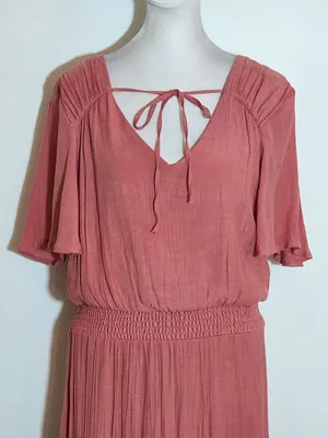 Luxology Dusty Pink Tiered Maxi Dress Size Large Wedding Guest Dress thumbnail 3