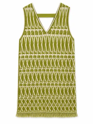 Diane von Furstenberg Reilly Dress Womens S Chartreuse Fringe Geometric thumbnail 5