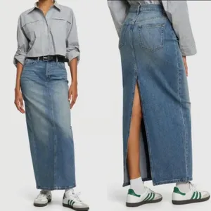 NWT Reformation Daria Ultra High Rise Denim Maxi Skirt in Merritt thumbnail 8