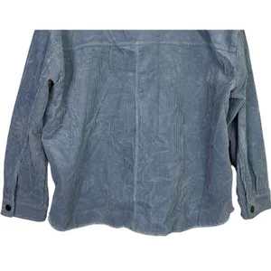 Zara Oversized Long Sleeve Corduroy Shacket Raw Hem Button Down Jacket M Blue thumbnail 7