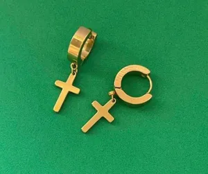 Cross Dangle Drop Earrings for Men Women,Punk Hip Hop Earrings thumbnail 1