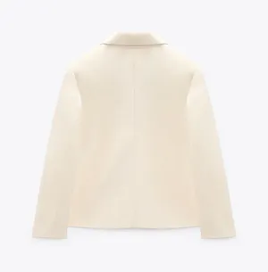 ZARA blazer cotton casual boyfriend relaxed mom classic beige thumbnail 7