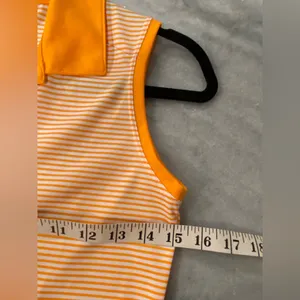 Nike Dri Fit Gold Size XS Sleeveless V Neck Collared Athletic Top Orange Stripes thumbnail 10