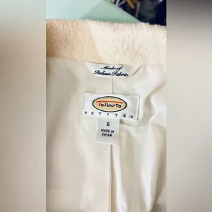 Talbots Petite Cream beige Italian fabric wool dress blazer business jacket thumbnail 6