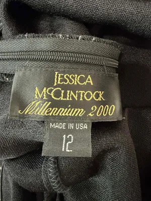 Vintage Jessica McClintock Millennium Black Silver Glitter Backless Fishtail Gow thumbnail 4