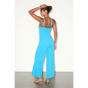 Lulus Brighton Bright Blue Plunge Wide-Leg Jumpsuit Formal Cocktail Small NWT thumbnail 2
