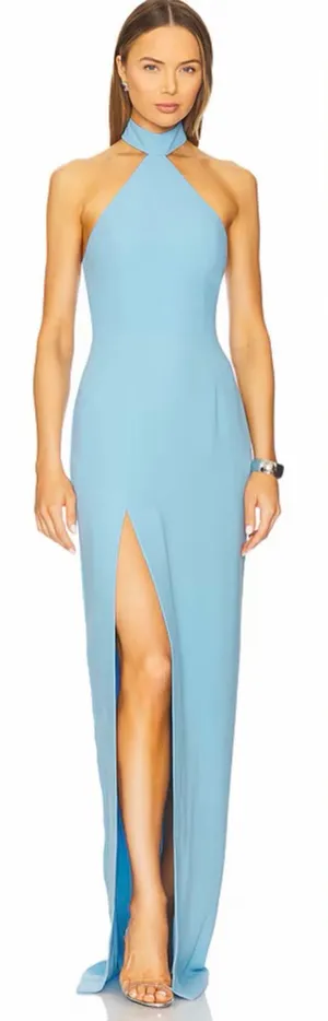 Amanda Uprichard Queen Halter Gown - Pacific thumbnail 1
