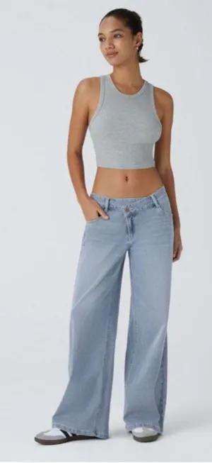 Halara Small low rise Asymmetric Waistband Light Blue Wash Small thumbnail 1