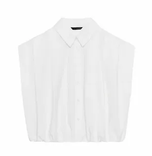 Zara White Sleeveless Button-Down Shirt with Elastic Hem thumbnail 1
