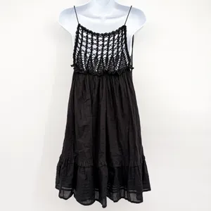 Cleobella Womens Gia Black Crochet Organic Cotton Boho Beachy Mini Dress Size S thumbnail 9