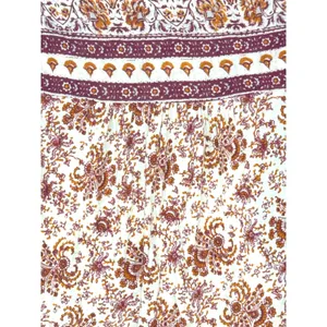 Lucky Brand Womens Boho Floral Paisley Peasant Top Tassel Studded Orange Small‎ thumbnail 7