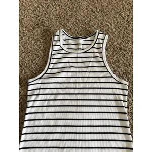 No Boundaries Women's Black White Stripped Ribbed Tank‎ Top Size Large thumbnail 3