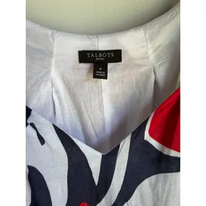 Talbots Petite Cotton Tropical Midi Dress Navy Red White Size Petite Small thumbnail 8