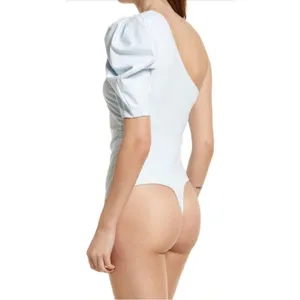 Free People Somethin’ Bout You‎ One Shoulder Bodysuit Crisp Morning Light Small thumbnail 4