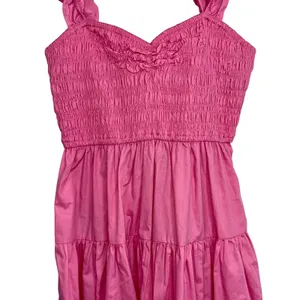 Abercrombie & Fitch Pink Ruffle Sleeveless Smocked Tiered Maxi Dress Womens Sz S thumbnail 7