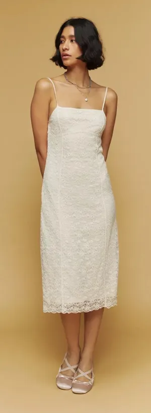 Kimchi Blue Cream Liliana Lace Midi Dress Size Medium $89 thumbnail 1