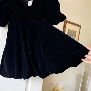 Par Violet National Anthem Velvet Babydoll Dress Mini Black‎ Small NWT thumbnail 4