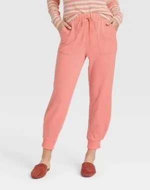 NWT Women’s Mid Rise Jogger Joggers Pants Coral Pink Size M thumbnail 1