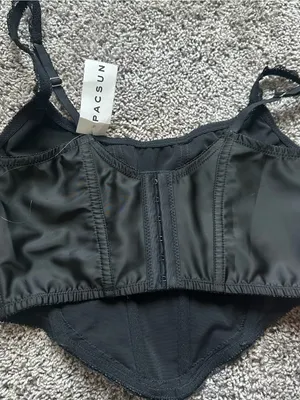 Kendall & Kylie Black Lace-Trim Bustier Crop thumbnail 5