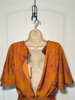 Hello Molly Women’s Size 4 Midnight Noise Rust Color Romper Lined Boho Chic thumbnail 8