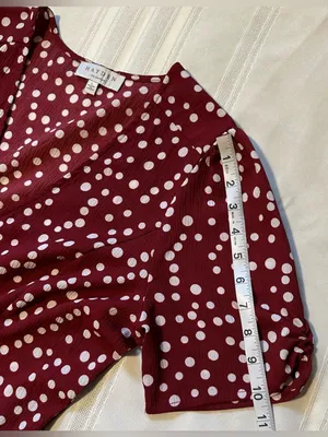 Hayden Los Angeles V-Neck Burgundy Polka Dot Button-Front Jumpsuit thumbnail 12