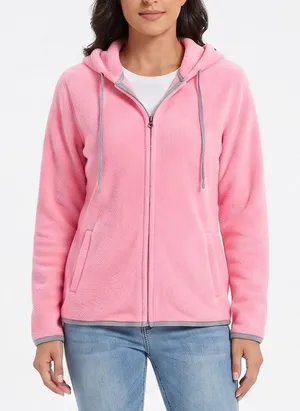 No Boundaries Hoodie Womens L Pink Full Zip Teddy Fleece Excellent thumbnail 1