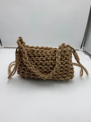 Sun N Sand Chunky Crochet Rope Shoulder Crossbody Bag Tan Boho Y2K thumbnail 4