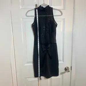 Women's Sheer Mesh Bodycon Mini Dress Mock Neck Sleeveless Size‎ Large thumbnail 4