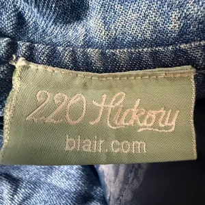 Vintage 220‎ Hickory Western Southwestern Aztec Denim Jacket Faux Leather Trim thumbnail 4