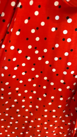 Hawthorne Dress Red Black Cream Polka Dot Stretch Back M thumbnail 2